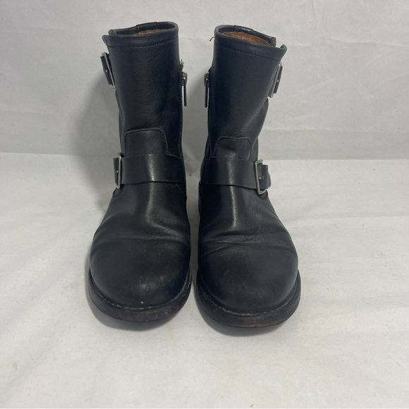 Frye | Short Black Leather Boots with Buckle and Side Zipper Size 7 - Picture 11 of 11